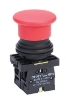 Кнопка управления "Грибок" Φ40мм с самовозвратом NP2-BC22 без подсветки черная 1НЗ IP40 (CHINT)
