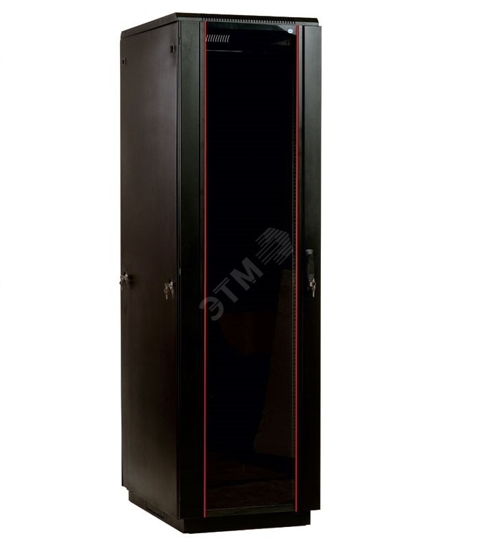 Шкаф телекоммуникационный напольный 42U (600 × 600) дверь стекло, цвет черный