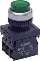 Кнопка выступающая NP8-11GN/3 без подсветки, зелёная 1НО+1НЗ IP65 (R)(CHINT)