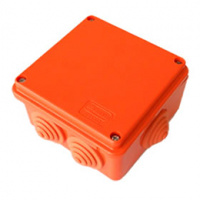 JBS100 Коробка огн. E60-E90,о/п 100х100х55,без галогена, 6 вых., IP55, 6P, (1,5-6 мм2), цвет оранж