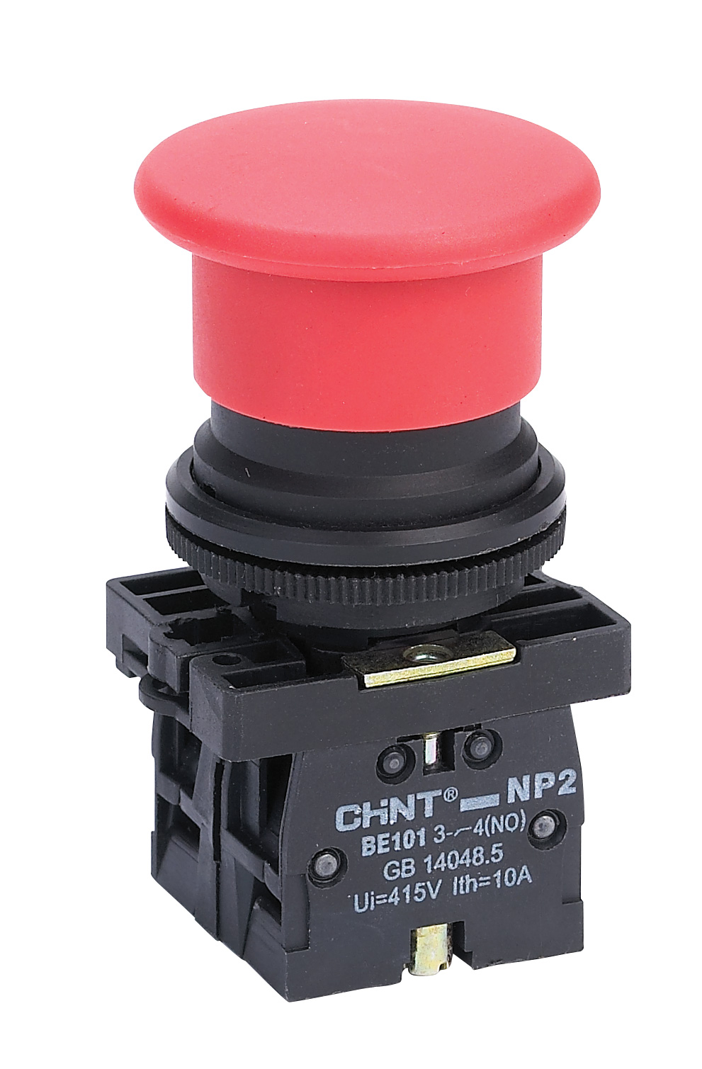 Кнопка управления "Грибок" Φ30мм（2）с фиксации  NP2-BS445 без подсветки красная 1НЗ +1НО IP40 (CHINT)