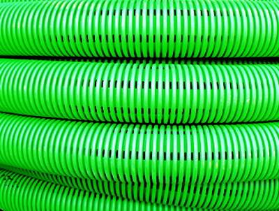 Труба гибкая двустенная дренажная д.90мм, класс SN6, перфорация 360 град., цвет зеленый