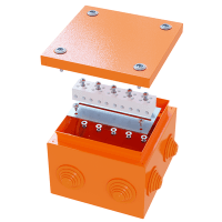 Коробка стальная FS с кабельными вводами и клеммниками,IP55,150х150х80мм,4р, 450V,20A,10мм.кв, нерж.контакт