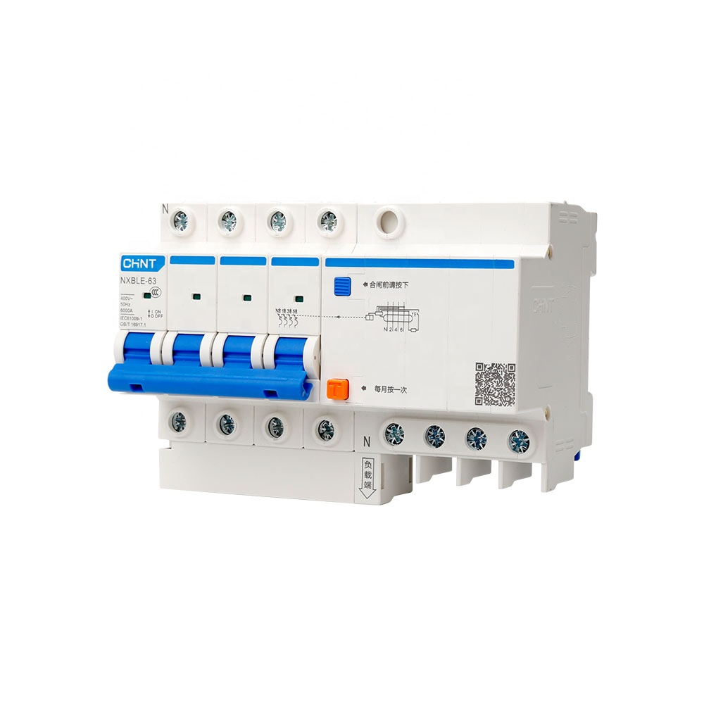 Автоматический выключатель дифференциального тока NXBLE-63 4P C63 100mA тип AC 6kA (CHINT)