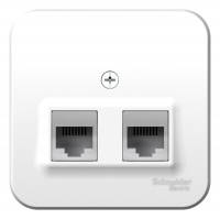 Розетка наружная Blanca двойная RJ45, категория 5E, RJ11, с изоляционной пластиной, белый Schneider Electric Розетка наружная Blanca двойная RJ45, категория 5E, RJ11, с изоляционной пластиной, белый Schneider Electric