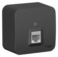 Розетка наружная Blanca телефонная RJ11 с изоляционной пластиной, антрацит Schneider Electric Розетка наружная Blanca телефонная RJ11 с изоляционной пластиной, антрацит Schneider Electric