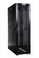 Шкаф серверный ПРОФ напольный 48U (600 × 1000) дверь перф., задние двойные перф., черный, в сборе