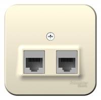 Розетка наружная Blanca двойная компьютерная RJ45, категория 5E, с изоляционной пластиной, молочный Schneider Electric Розетка наружная Blanca двойная компьютерная RJ45, категория 5E, с изоляционной пластиной, молочный Schneider Electric