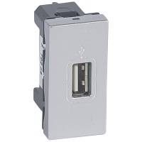 Розетка Mosaic USB 1 модуль алюминий Legrand Розетка Mosaic USB 1 модуль алюминий Legrand