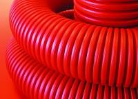 Труба гибкая двустенная для кабельной канализации д.90мм, цвет красный, в бухте 100м., с протяжкой