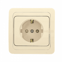 Лондон Розетка 1-местная с заземлением 16А бежевая с защ. штор. EKF PROxima