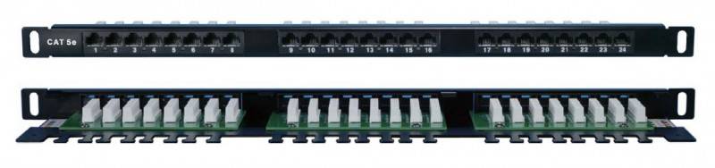 Патч-панель высокой плотности 19&quot;, 0.5U, 24 порта RJ-45, категория 5E, Dual IDC Hyperline