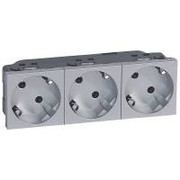 Розетка Mosaic 2Х2К+З немецкий стандарт 45° алюминий Legrand Розетка Mosaic 2Х2К+З немецкий стандарт 45° алюминий Legrand