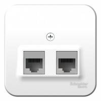 Розетка наружная Blanca двойная компьютерная RJ45, категория 5E, с изоляционной пластиной, белый Schneider Electric Розетка наружная Blanca двойная компьютерная RJ45, категория 5E, с изоляционной пластиной, белый Schneider Electric