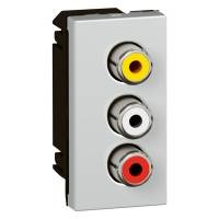 Розетка Mosaic 3RCA алюминий Legrand Розетка Mosaic 3RCA алюминий Legrand