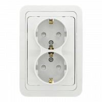 Лондон Розетка 2-местная с заземлением 16А белая с защ. штор. EKF PROxima