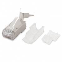 Разъем RJ-45(8P8C) под витую пару, 10Gb категория 6A (50 µ"/ 50 микродюймов), экранированный, универсальный (для одножильного и многожильного кабеля), со вставкой (50 шт) Разъем RJ-45(8P8C) под витую пару, 10Gb категория 6A (50 µ"/ 50 микродюймов), экранированный, универсальный (для одножильного и многожильного кабеля), со вставкой (50 шт)