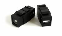 Вставка формата Keystone Jack с проходным адаптером USB 2.0 (Type A-B), ROHS, черная Вставка формата Keystone Jack с проходным адаптером USB 2.0 (Type A-B), ROHS, черная
