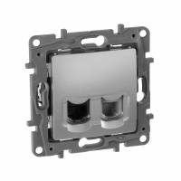 Розетка RJ11+RJ45 5e UTP алюминий Legrand Розетка RJ11+RJ45 5e UTP алюминий Legrand