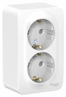 Розетка наружная Blanca двойная с заземлением, со шторками, 16 А, 250 В, белый Schneider Electric Розетка наружная Blanca двойная с заземлением, со шторками, 16 А, 250 В, белый Schneider Electric