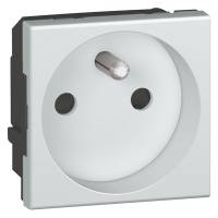 Розетка Mosaic 2К+З силовая Schuko без зажимов алюминий Legrand Розетка Mosaic 2К+З силовая Schuko без зажимов алюминий Legrand