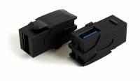Вставка формата Keystone Jack с проходным адаптером USB 3.0 (Type A), 90 градусов, ROHS, черная Вставка формата Keystone Jack с проходным адаптером USB 3.0 (Type A), 90 градусов, ROHS, черная