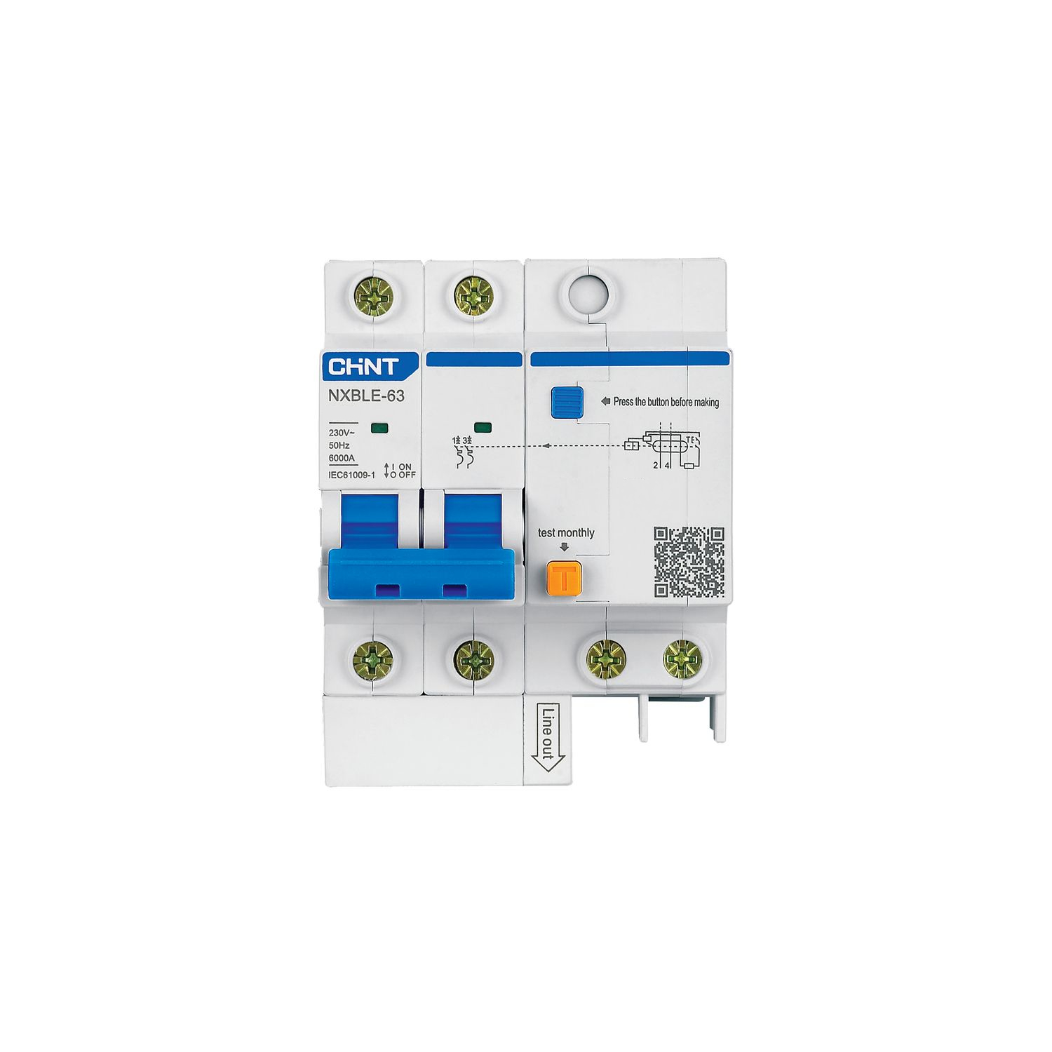 Автоматический выключатель дифференциального тока NXBLE-63 2P C25 30mA тип AC 6kA (CHINT)