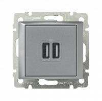 Розетка двойная USB алюминий Valena Legrand Розетка двойная USB алюминий Valena Legrand