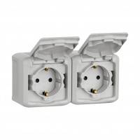 Розетка 2X2К+З со шторками IP44 серая Legrand Розетка 2X2К+З со шторками IP44 серая Legrand