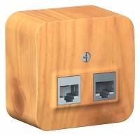 Розетка наружная Blanca двойная компьютерная RJ45, категория 5E, с изоляционной пластиной, ясень Schneider Electric Розетка наружная Blanca двойная компьютерная RJ45, категория 5E, с изоляционной пластиной, ясень Schneider Electric