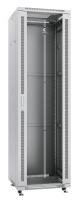 Шкаф монтажный телекоммуникационный 19" напольный для распределительного и серверного оборудования 42U 600x800x2055mm (ШхГхВ) передняя стеклянная и задняя сплошная металлическая двери, ручка с замком, цвет серый (RAL 7035)