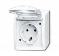 Розетка Schuko 16А 250В IP44 для открытого монтажа, серия ocean, цвет альпийский белый ABB Розетка Schuko 16А 250В IP44 для открытого монтажа, серия ocean, цвет альпийский белый ABB