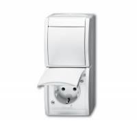 Блок из 1-клавишного переключателя и розетки Schuko для открытого монтажа, IP44, серия ocean, цвет альпийский белый ABB Блок из 1-клавишного переключателя и розетки Schuko для открытого монтажа, IP44, серия ocean, цвет альпийский белый ABB