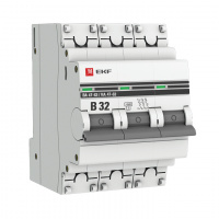 Автоматический выключатель 3P 32А (В) 4,5kA ВА 47-63 EKF PROxima mcb4763-3-32B-pro