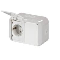 Розетка DoubleSCHUKO с заземлением, 16А/250В IP44, винтовые клеммы, серия Jussi, белый ABB Розетка DoubleSCHUKO с заземлением, 16А/250В IP44, винтовые клеммы, серия Jussi, белый ABB