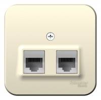 Розетка наружная Blanca двойная RJ45, категория 5E, RJ11, с изоляционной пластиной, молочный Schneider Electric Розетка наружная Blanca двойная RJ45, категория 5E, RJ11, с изоляционной пластиной, молочный Schneider Electric