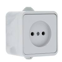 Розетка Прага 1-местная 10А без заземления IP44 белая EKF Electrotechnica Розетка Прага 1-местная 10А без заземления IP44 белая EKF Electrotechnica