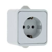 Розетка Прага 1-местная 16А с заземлением IP44 белая EKF Electrotechnica Розетка Прага 1-местная 16А с заземлением IP44 белая EKF Electrotechnica