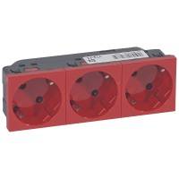 Розетка 3х2к+З немецкий стандарт 45 красная Legrand Розетка 3х2к+З немецкий стандарт 45 красная Legrand