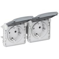 Розетка Plexo 2К+З немецкий стандарт, 2 поста, горизонтальная Legrand Розетка Plexo 2К+З немецкий стандарт, 2 поста, горизонтальная Legrand