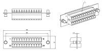 Панель для FO-19BX с 24 LC адаптерами, 24 волокна, многомод OM3/OM4, 120x32 мм, адаптеры цвета аква (aqua) Панель для FO-19BX с 24 LC адаптерами, 24 волокна, многомод OM3/OM4, 120x32 мм, адаптеры цвета аква (aqua)