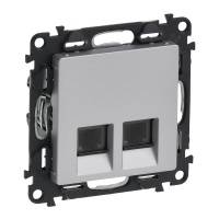 Розетка 2х RJ11 Valena Life алюминий Legrand Розетка 2х RJ11 Valena Life алюминий Legrand
