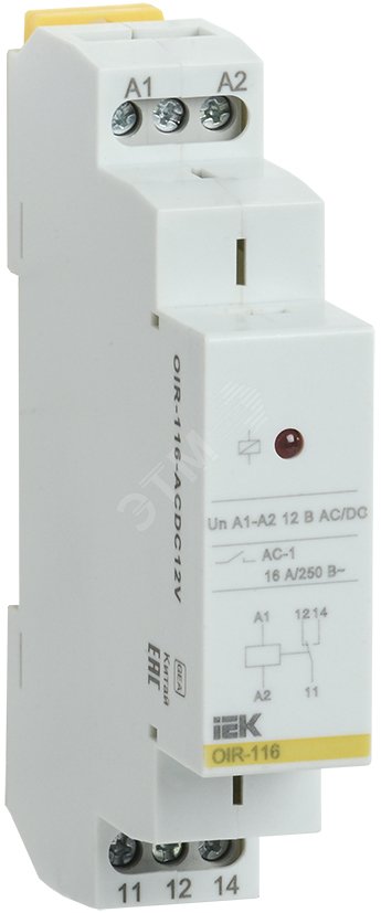 Промежуточное реле OIR 1 контакт (16А) 12 В AC/DC IEK
