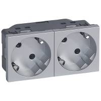 Розетка Mosaic 2Х2К+З немецкий стандарт 45° алюминий Legrand Розетка Mosaic 2Х2К+З немецкий стандарт 45° алюминий Legrand