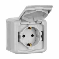 Розетка 2К+З со шторками IP44 серая Legrand Розетка 2К+З со шторками IP44 серая Legrand
