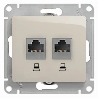Двойная компьютерная розетка GLOSSA RJ45+RJ45, кат.5E, механизм, молочный
