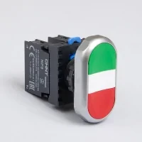 Двойная кнопка NP8-11SD 1НО+1НЗ зеленая AC110В-220В(LED) IP65 (R)(CHINT)