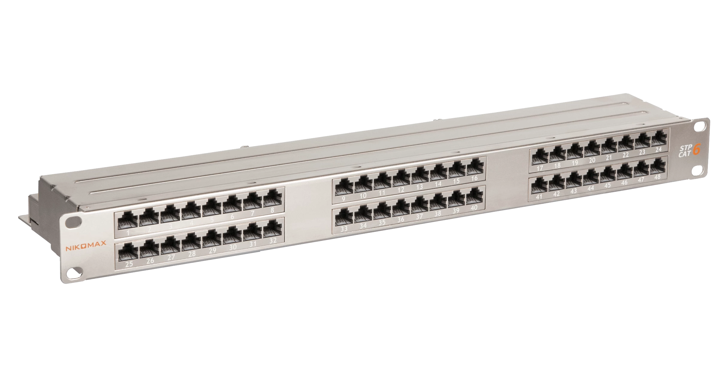 Панель 19", 1U, 48 портов, Кат.6, RJ45/8P8C, экран, металлик