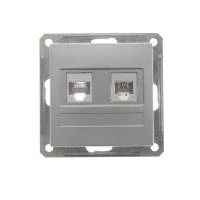 Двойная компьютерная розетка W59 RJ11+RJ45, 160В, 1А, кат.5E, механизм, матовый хром