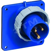 Вилка панельная с угловым фланцем 232BAU6W, 32A, 2P+E, IP67, 6ч